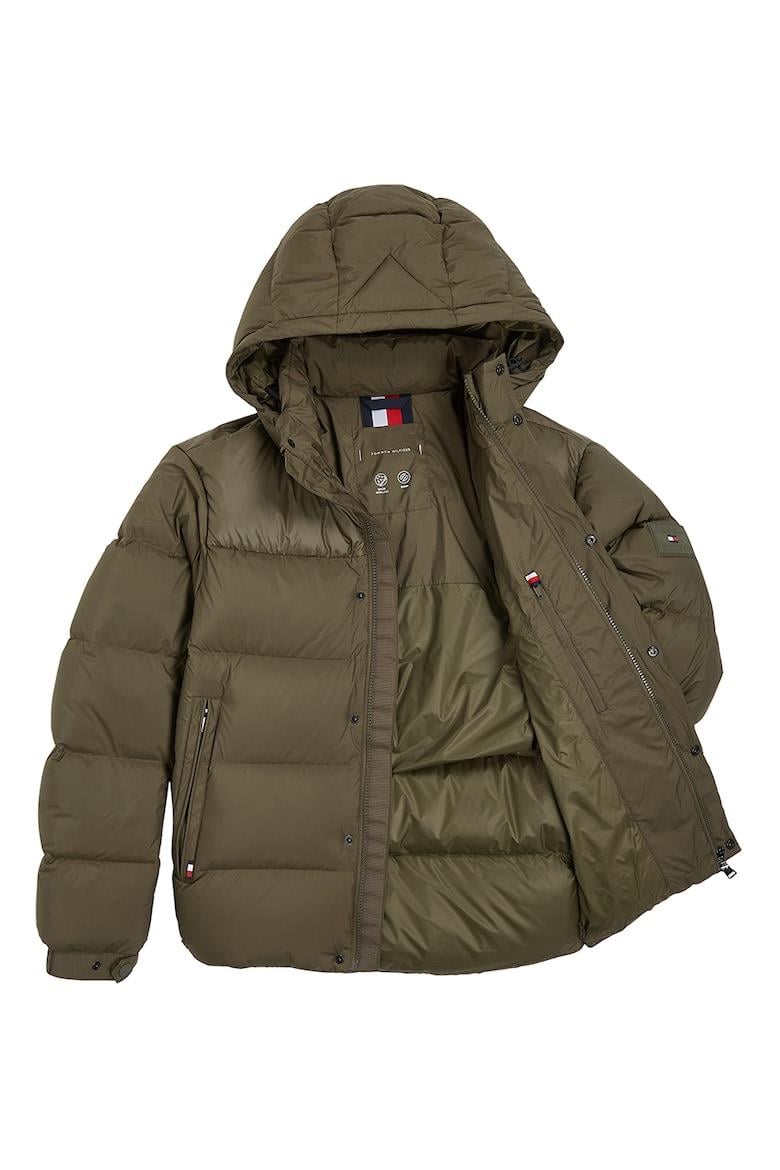 Tommy Hilfiger Tommy Hilfiger Erkek Kapşonlu Yaka Marka Detaylı Fermuarlı Şişme Haki Ceket MW0MW36569-RBN