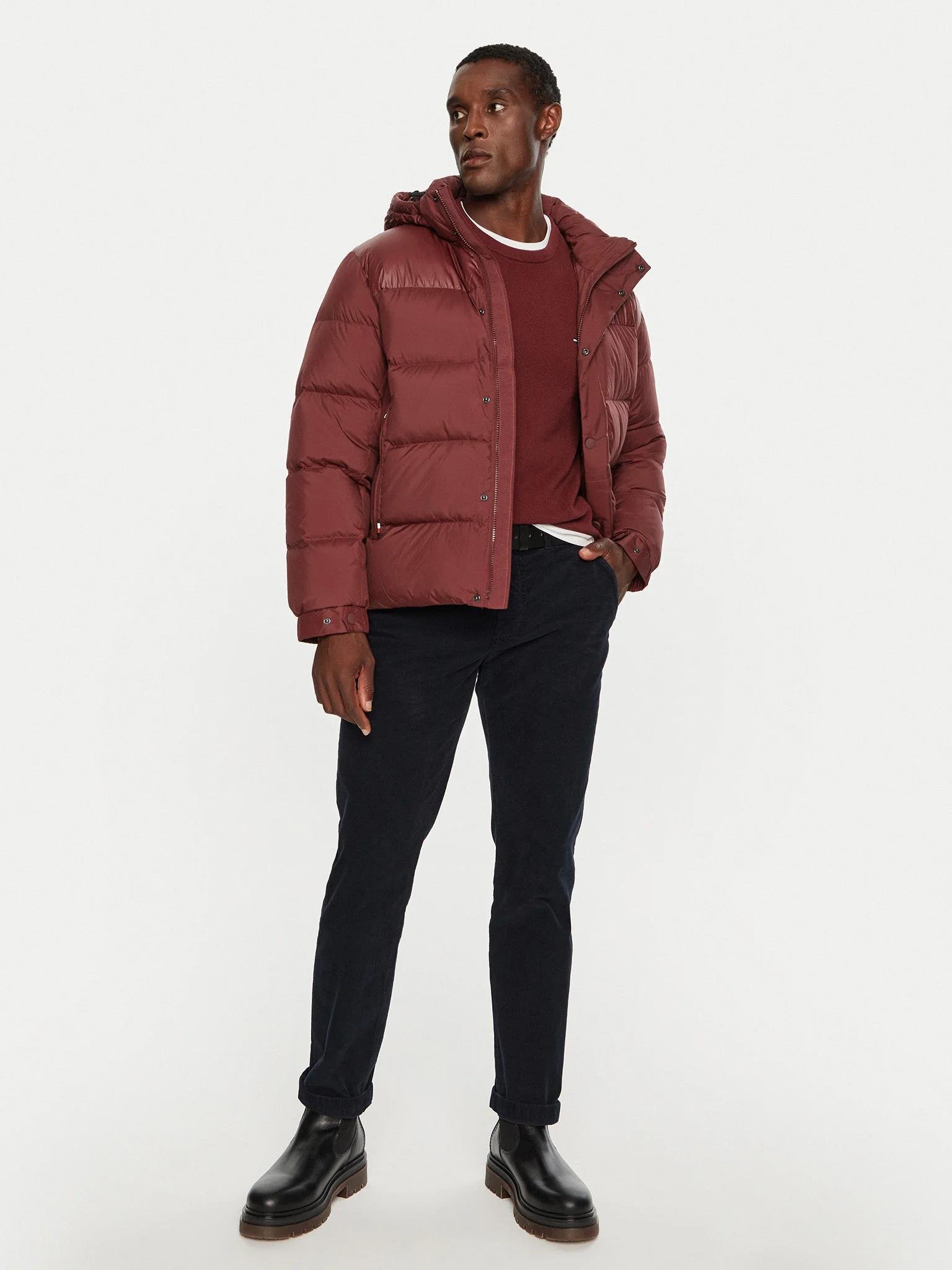 Tommy Hilfiger Tommy Hilfiger Erkek Kapşonlu Yaka Marka Detaylı Fermuarlı Şişme Bordo Mont MW0MW36569-VLP