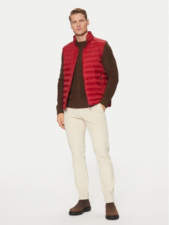 TOMMY HILFIGER Tommy Hilfiger Erkek Kapitoneli Regular Fit Fermuarlı Kırmızı Yelek MW0MW37677-XIT