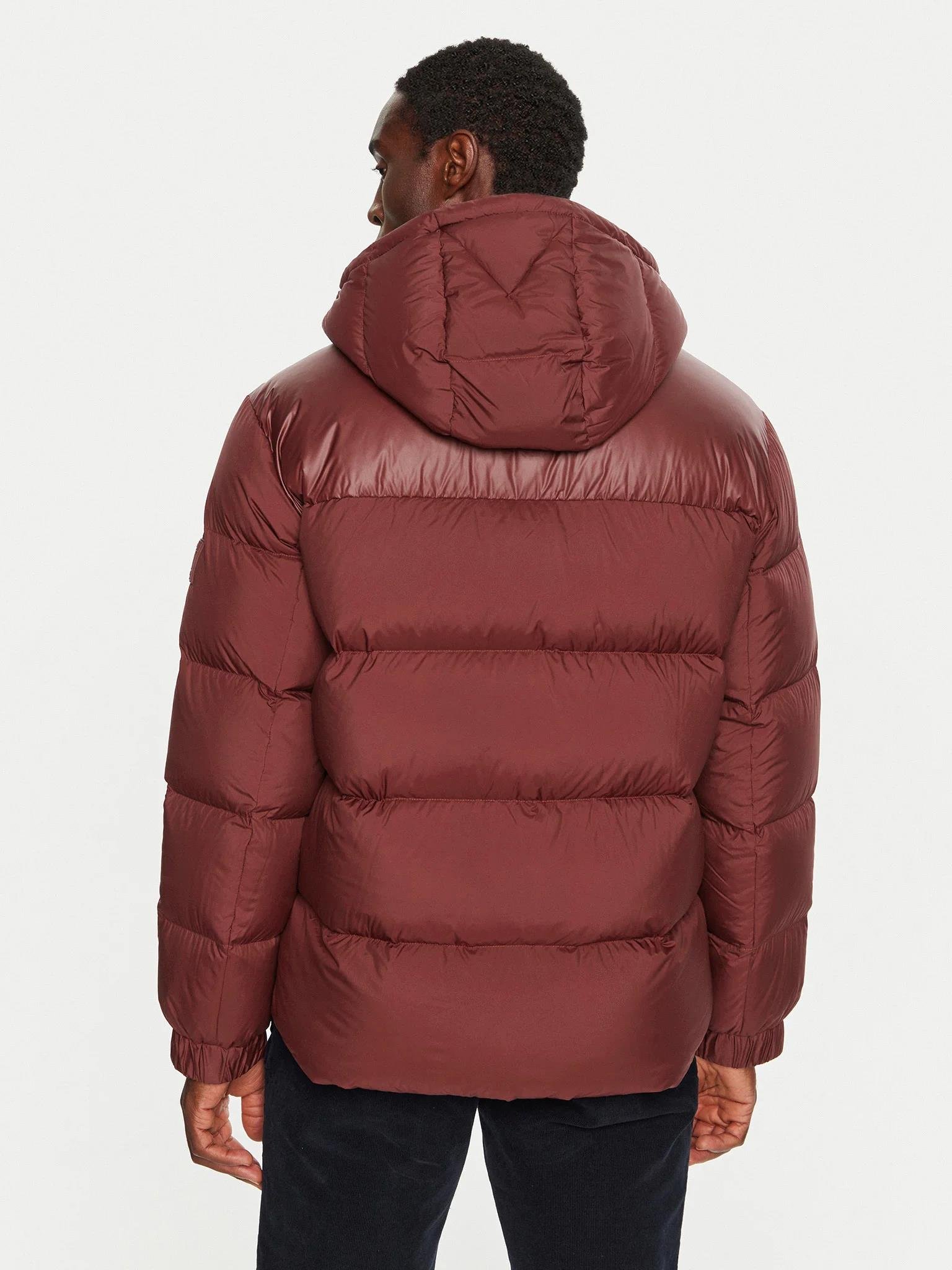 Tommy Hilfiger Tommy Hilfiger Erkek Kapşonlu Yaka Marka Detaylı Fermuarlı Şişme Bordo Mont MW0MW36569-VLP