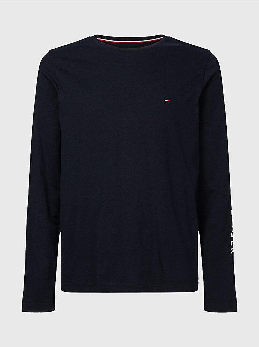 Tommy Hilfiger Tommy Hilfiger Erkek Kollarda Logo Baskılı Düz Günlük Kullanım Lacivert T-Shirt MW0MW09096-DW5