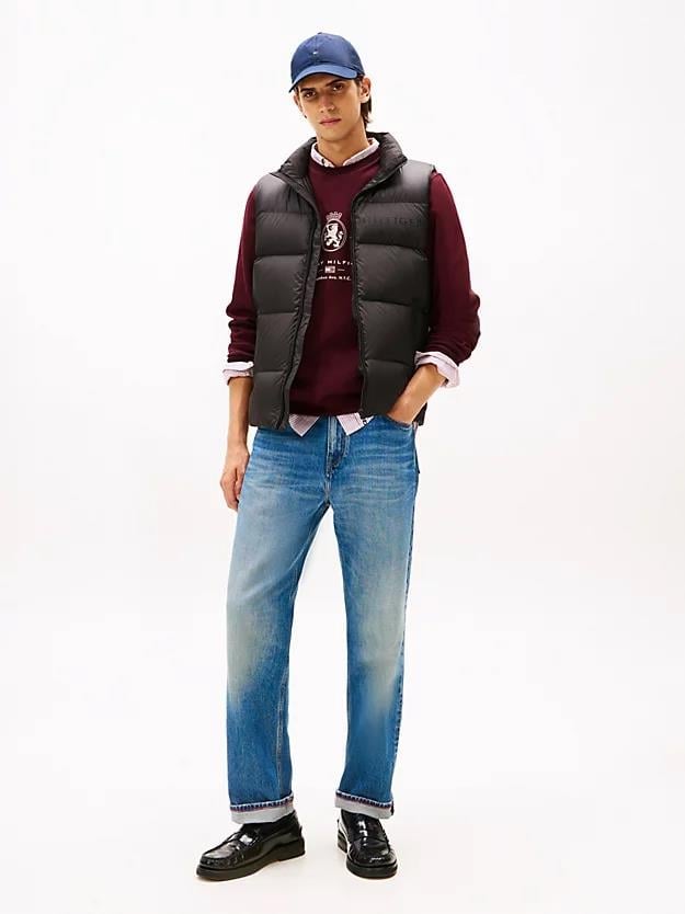 Tommy Hilfiger Tommy Hilfiger Erkek Kolsuz Dik Yaka Şişme Fermuar Kapama Siyah Yelek MW0MW41360-BDS