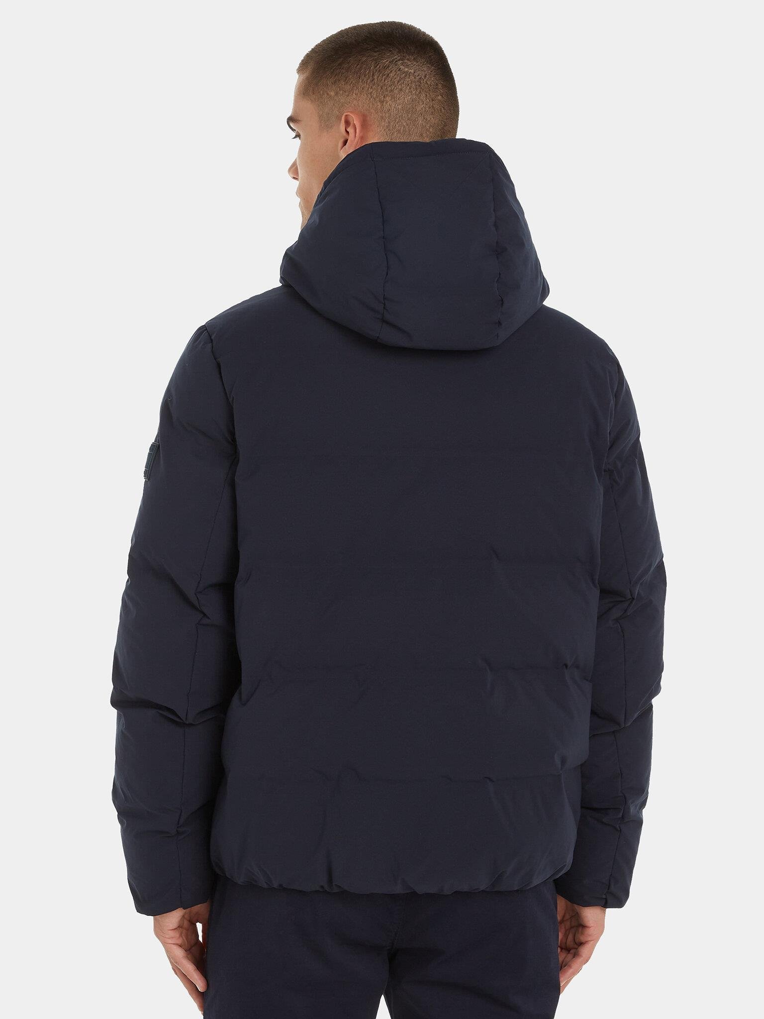 Tommy Hilfiger Tommy Hilfiger Erkek Logolu Kapüşonlu Uzun Kollu Günlük Kullanım Lacivert Mont MW0MW33958-DW5