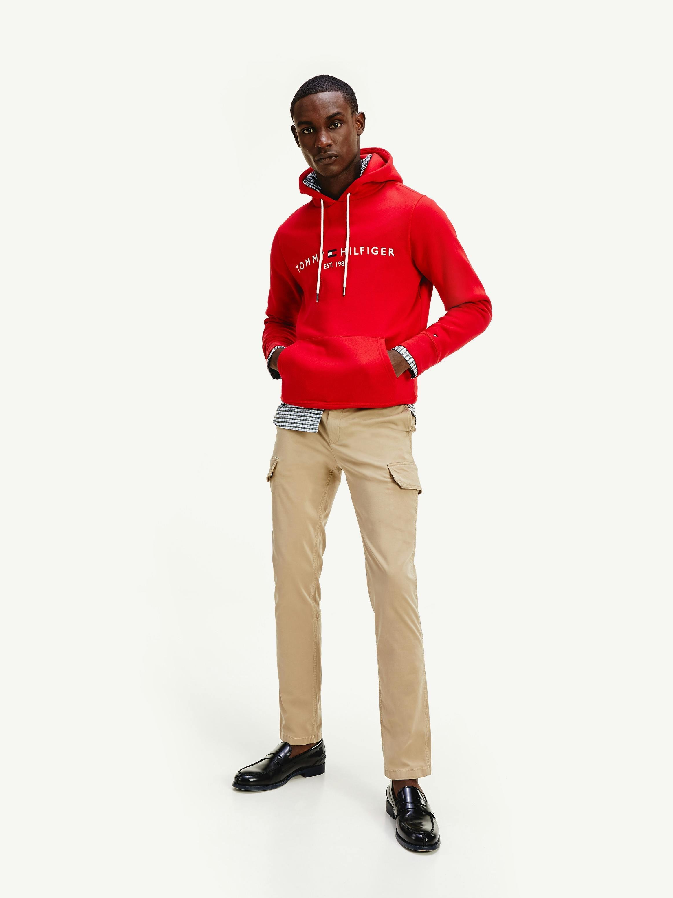 Tommy Hilfiger Tommy Hilfiger Erkek Logolu Kapüşonlu Uzun Kollu Günlük Kullanım XLG Sweatshirt MW0MW11599-XLG