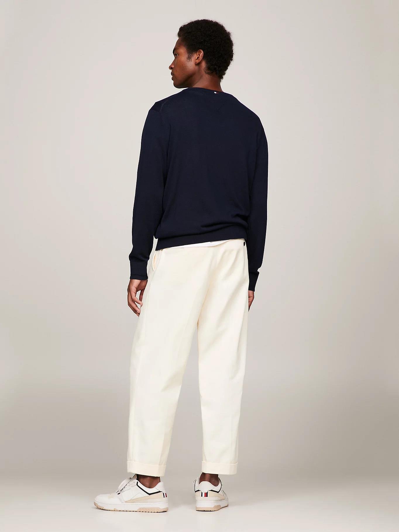 Tommy Hilfiger Tommy Hilfiger Erkek Marka Logo Detaylı Regular Fit Uzun Kollu Lacivert Kazak MW0MW33524-DW5