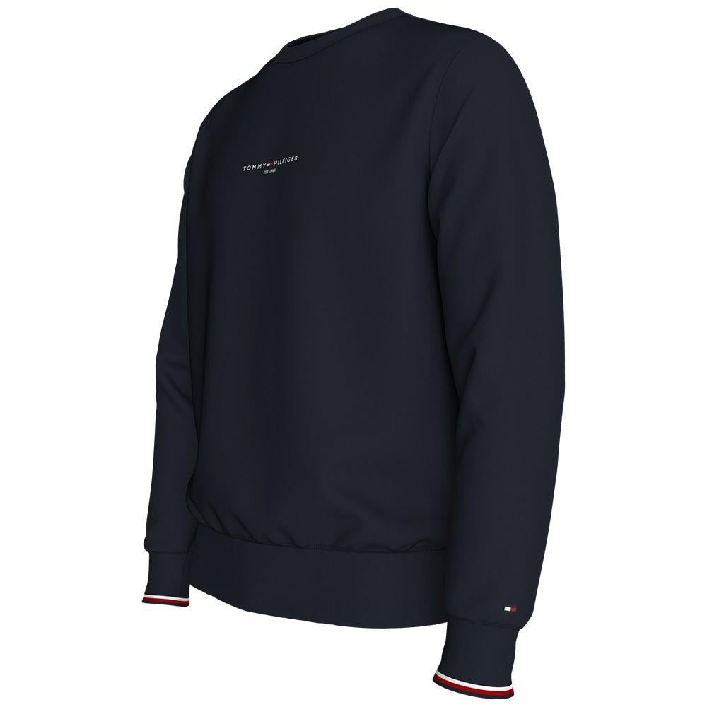 Tommy Hilfiger Tommy Hilfiger Erkek Marka Logolu Uzun Kollu Rahat Lacivert Sweatshirt MW0MW33639-DW5