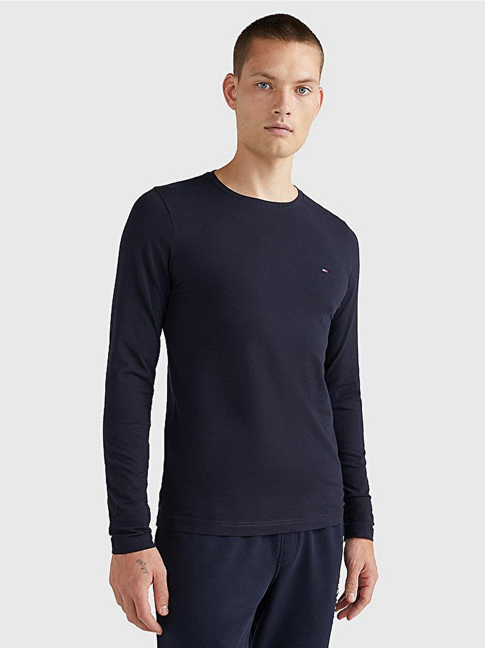 Tommy Hilfiger Tommy Hilfiger Erkek Marka Logo Detaylı Kısa Kollu Yuvarlak Yakalı Lacivert T-Shirt MW0MW10804-DW5
