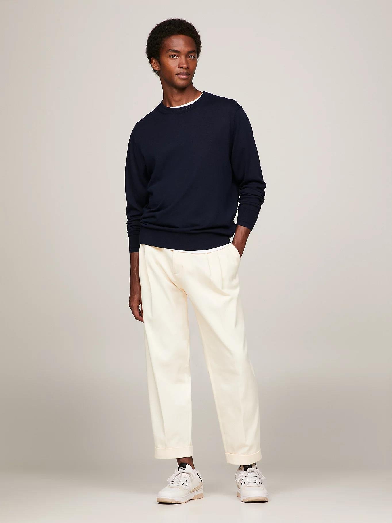 Tommy Hilfiger Tommy Hilfiger Erkek Marka Logo Detaylı Regular Fit Uzun Kollu Lacivert Kazak MW0MW33524-DW5