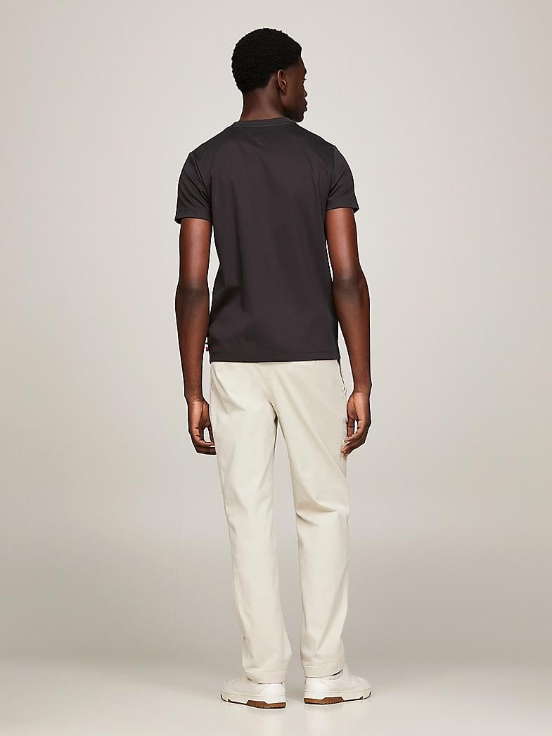 Tommy Hilfiger Tommy Hilfiger Erkek Marka Logolu Pamuklu Günlük Kullanım Siyah T-Shirt MW0MW33202-BDS