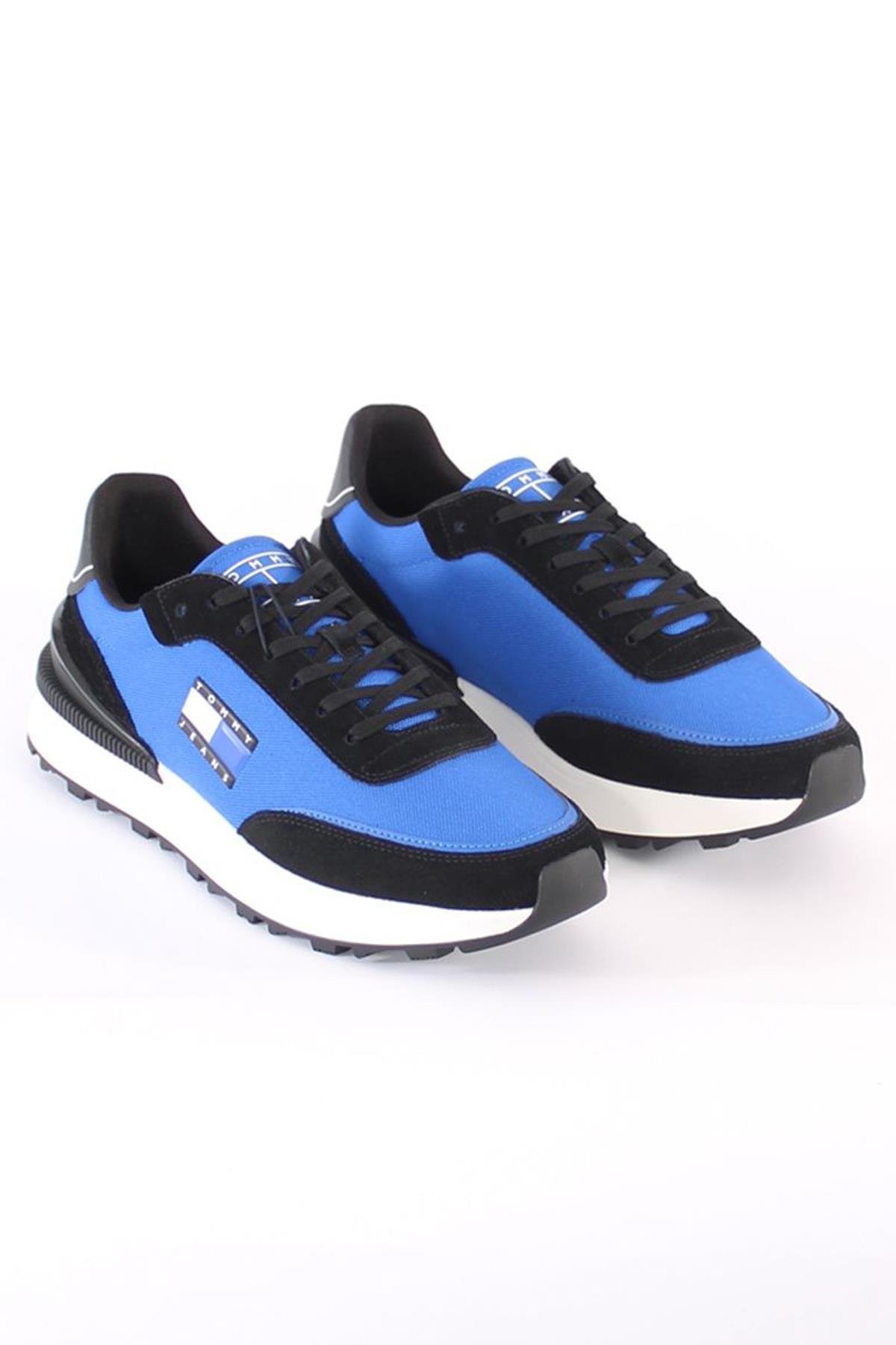 Tommy Hilfiger Tommy Hilfiger Erkek Marka Logolu Bağcıklı Kaydırmaz Tabanlı Günlük Mavi Sneaker EM0EM01265-C66