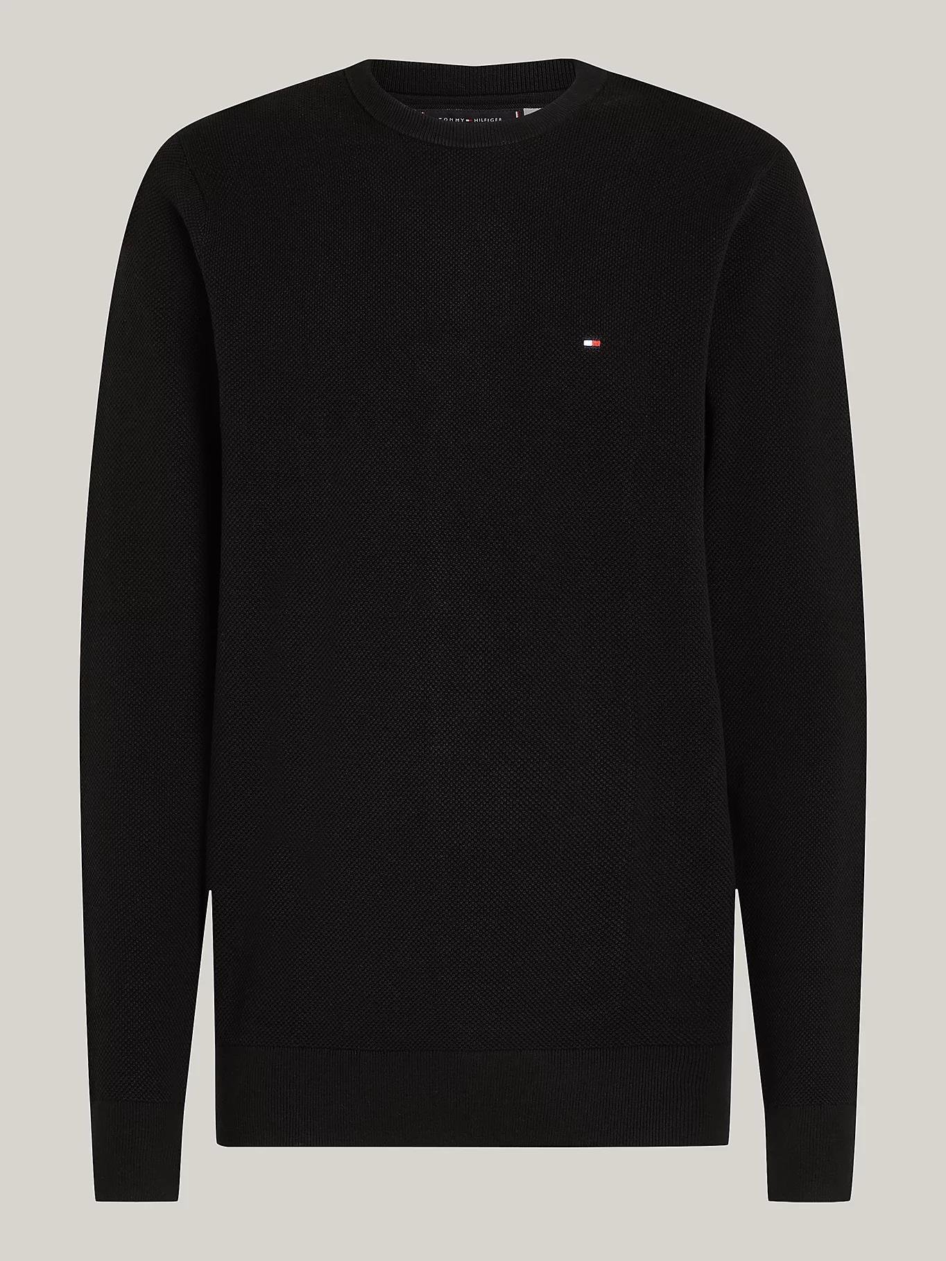 Tommy Hilfiger Tommy Hilfiger Erkek Marka Logolu Uzun Kollu Rahat Siyah Kazak MW0MW36347-BDS