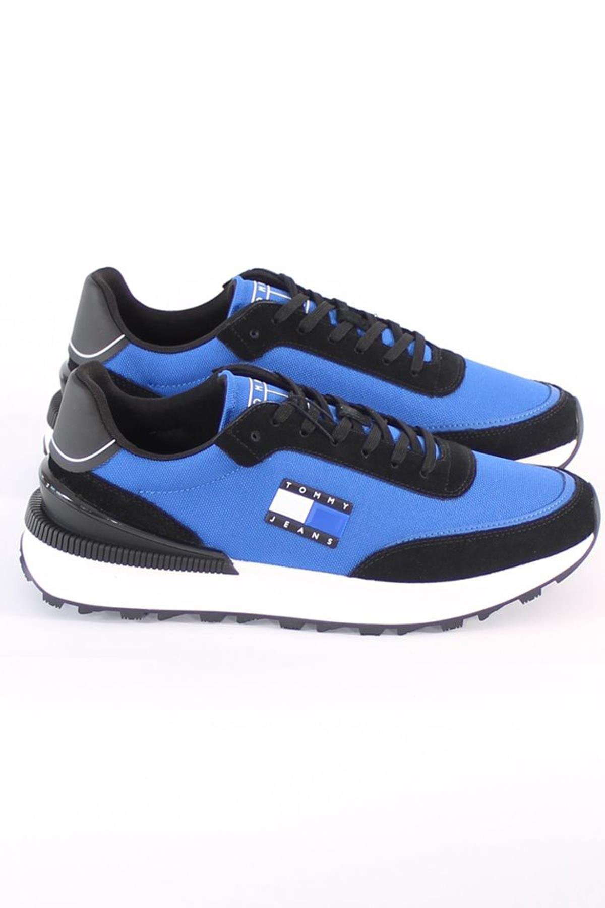 Tommy Hilfiger Tommy Hilfiger Erkek Marka Logolu Bağcıklı Kaydırmaz Tabanlı Günlük Mavi Sneaker EM0EM01265-C66