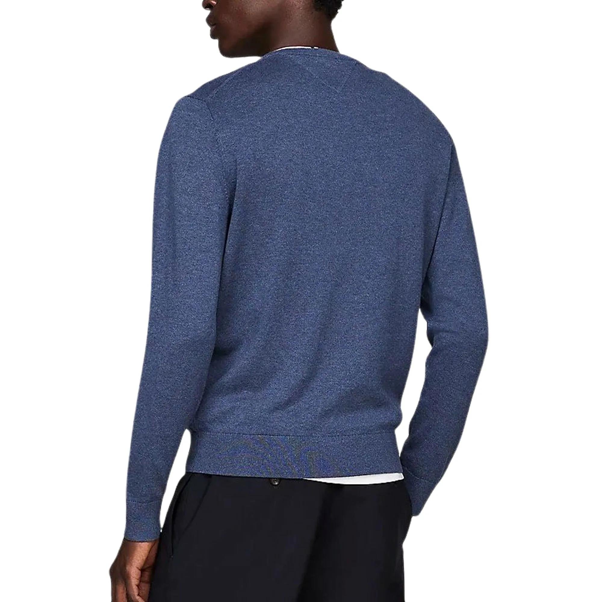 Tommy Hilfiger Tommy Hilfiger Erkek Marka Logolu Uzun Kollu Rahat Mavi Kazak MW0MW14748-DBZ