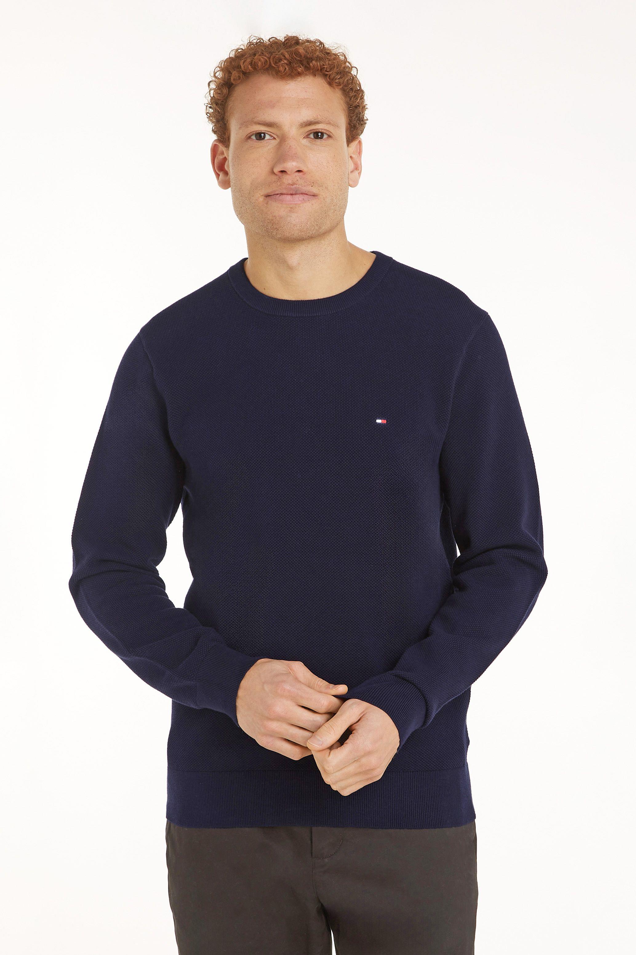 Tommy Hilfiger Tommy Hilfiger Erkek Marka Logolu Uzun Kollu Rahat Mavi Kazak MW0MW36347-DW5