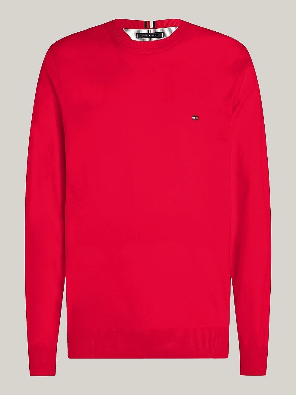 Tommy Hilfiger Tommy Hilfiger Erkek Marka Logolu Uzun Kollu Rahat Kırmızı Kazak MW0MW36347-XLG