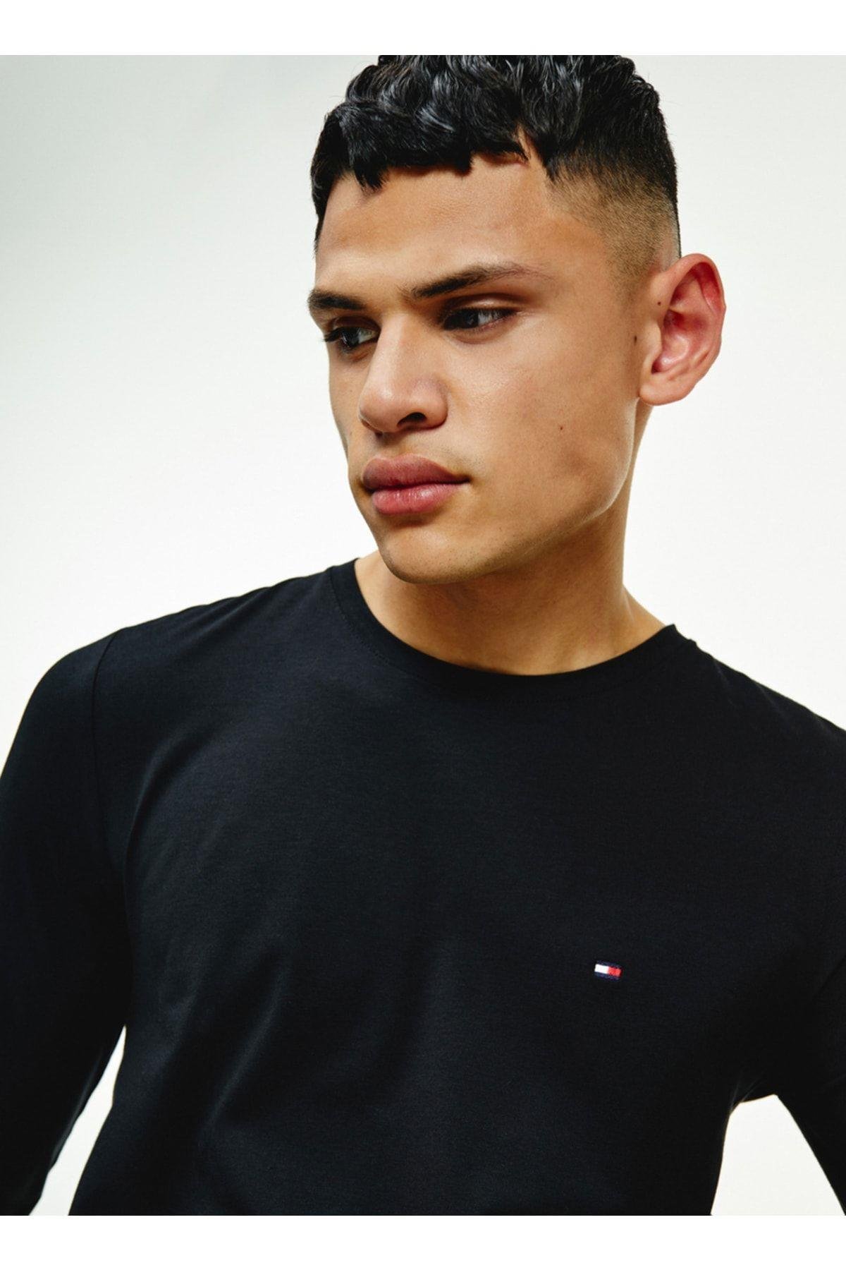 Tommy Hilfiger Tommy Hilfiger Erkek Marka Logo Detaylı Kısa Kollu Yuvarlak Yakalı Siyah T-Shirt MW0MW10804-BDS
