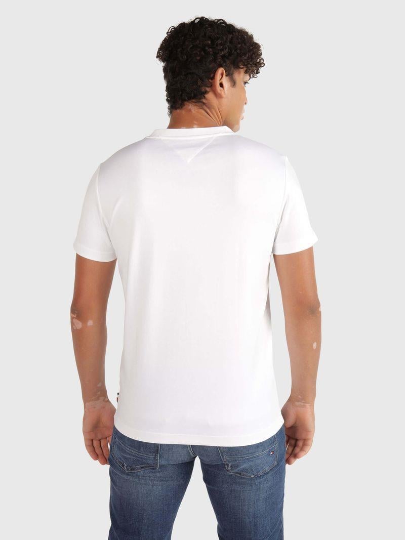 Tommy Hilfiger Tommy Hilfiger Erkek Marka Logolu Pamuklu Günlük Kullanım Beyaz T-Shirt MW0MW33202-YBR