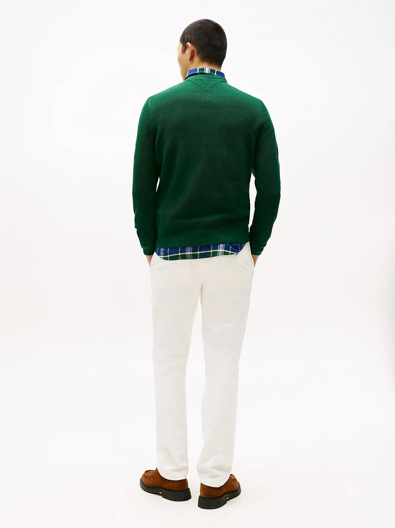 Tommy Hilfiger Tommy Hilfiger Erkek Marka Logolu Uzun Kollu Rahat Yeşil Kazak MW0MW36347-MQ8