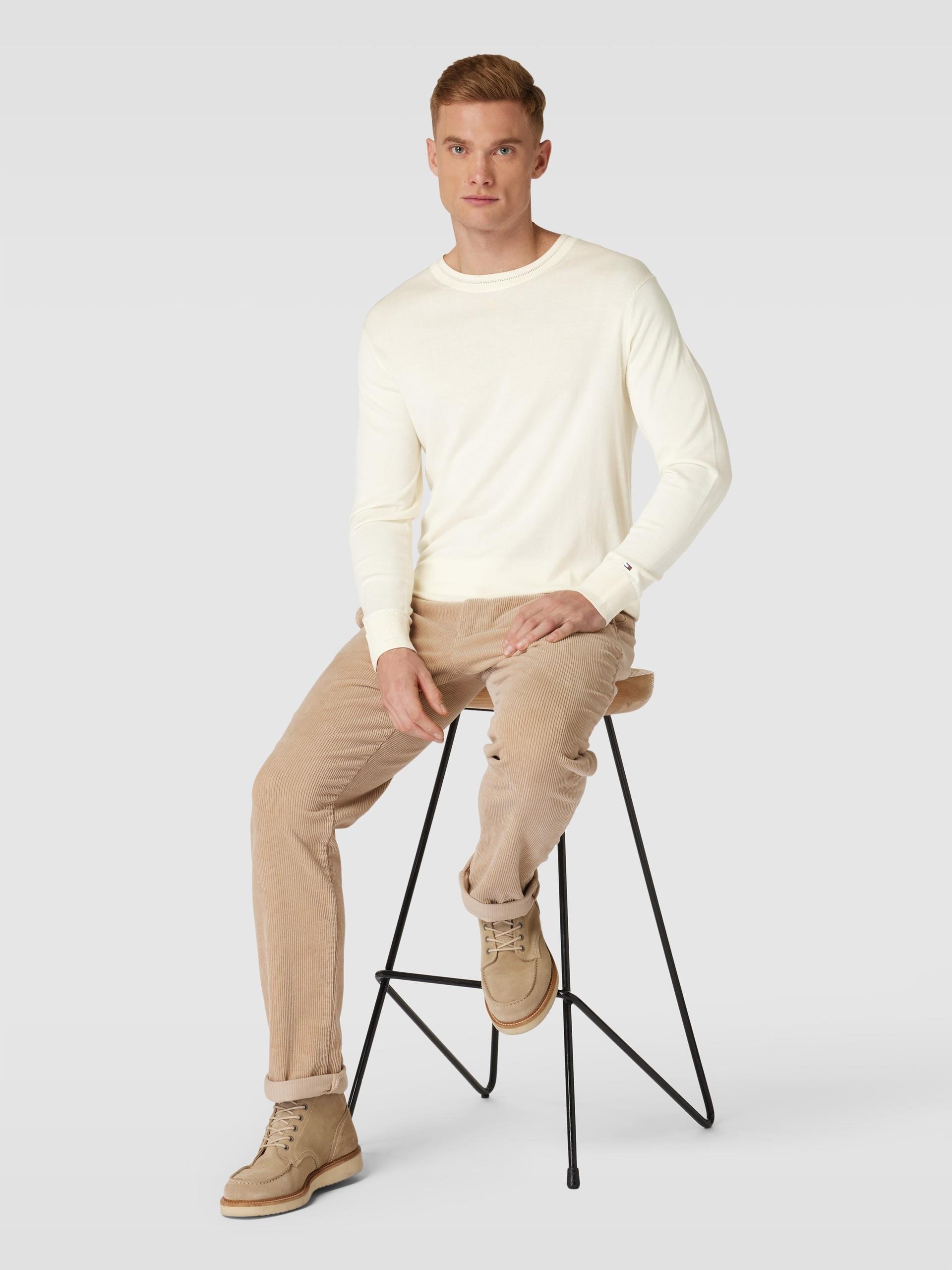 Tommy Hilfiger Tommy Hilfiger Erkek Marka Logo Detaylı Regular Fit Uzun Kollu Bej Kazak MW0MW33524-AEF