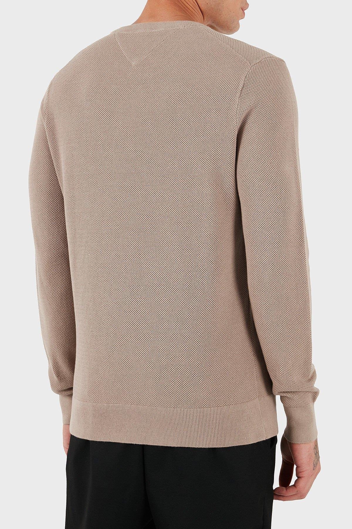 Tommy Hilfiger Tommy Hilfiger Erkek Marka Logolu Uzun Kollu Rahat Bej Kazak MW0MW36347-AFE