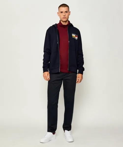 Tommy Hilfiger Tommy Hilfiger Erkek Regular Fit Kapüşonlu Bayrak Logolu %100 Pamuklu Uzun Kollu Lacivert Ceket MW0MW40043-DW5