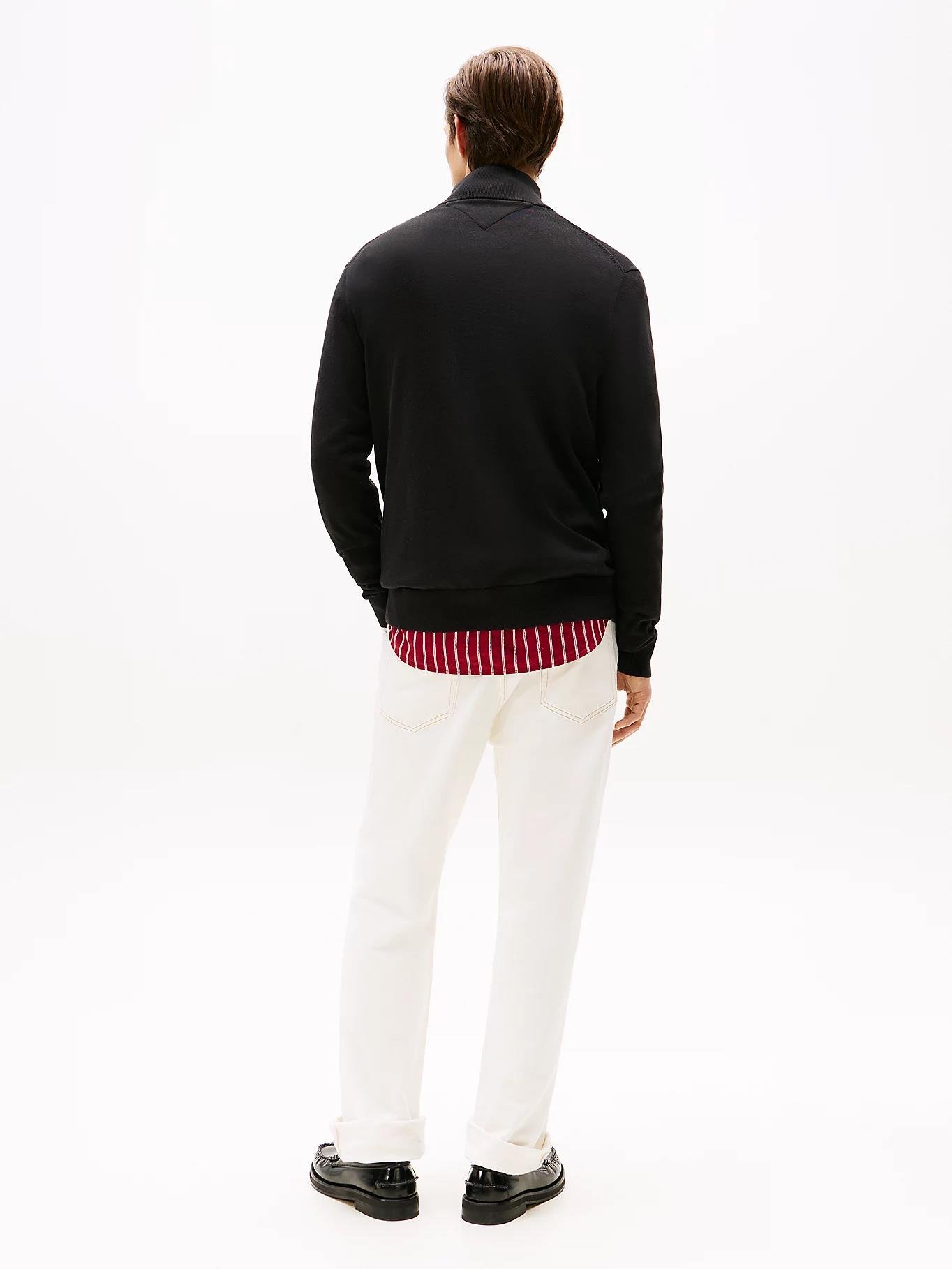 Tommy Hilfiger Tommy Hilfiger Erkek Regular Fit %100 Pamuklu Fermuarlı Dik Yaka Uzun Kollu Siyah Hırka MW0MW36517-BDS