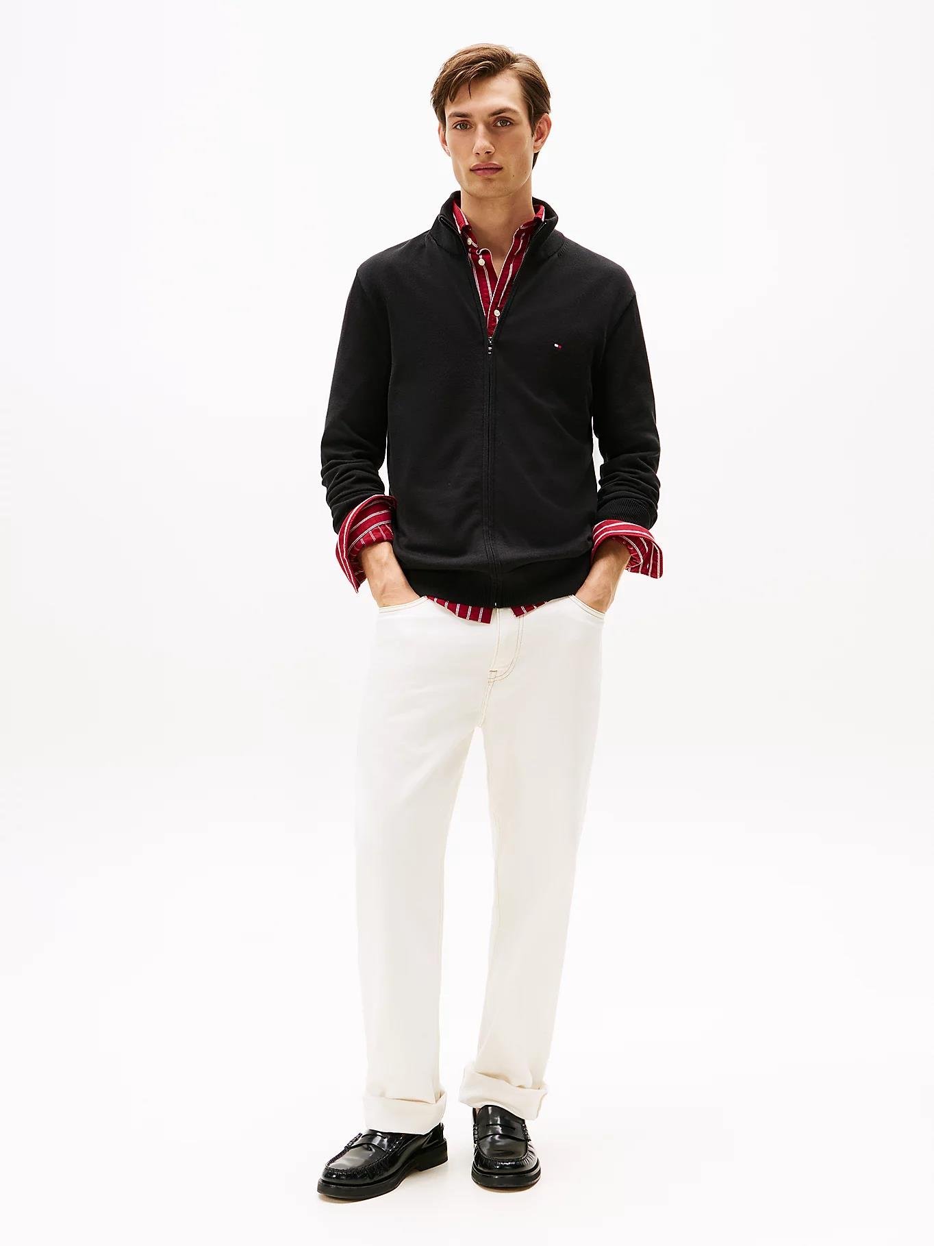 Tommy Hilfiger Tommy Hilfiger Erkek Regular Fit %100 Pamuklu Fermuarlı Dik Yaka Uzun Kollu Siyah Hırka MW0MW36517-BDS