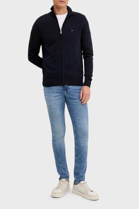 Tommy Hilfiger Tommy Hilfiger Erkek Regular Fit %100 Pamuklu Fermuarlı Dik Yaka Uzun Kollu Lacivert Hırka MW0MW36517-DW5