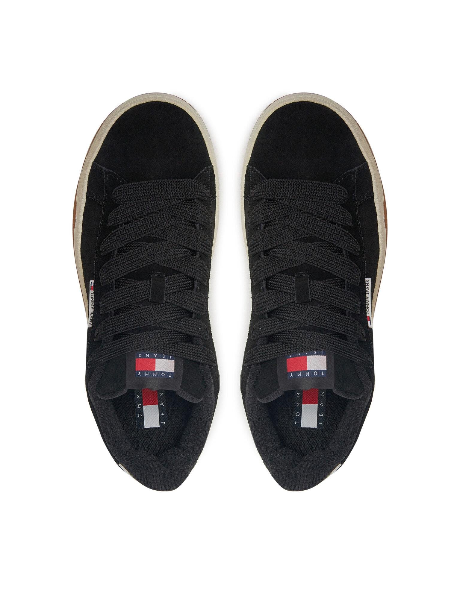 TOMMY HILFIGER Tommy Hilfiger Erkek Süet Dokulu Orta Tabanlı Rahat Siyah Ayakkabı EM0EM01503-BDS