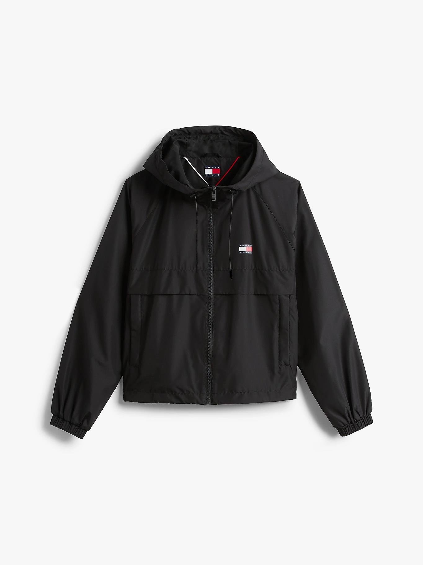 TOMMY HILFIGER Tommy Hilfiger Kadın Göğüste Tommy Rozeti İki Bel Cebi Kapşonlu Siyah Ceket DW0DW20672-BDS