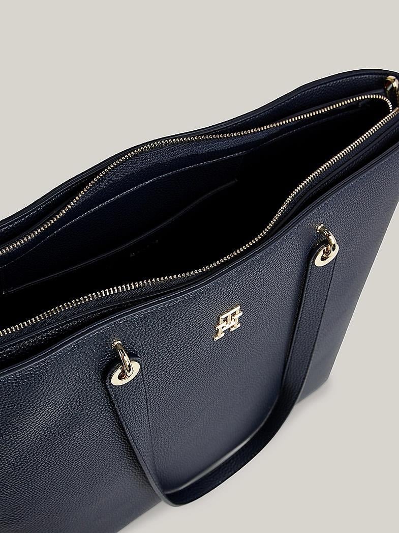 Tommy Hilfiger Tommy Hilfiger Kadın Logolu Deri Kart Bölmeli Günlük Kullanım Lacivert Omuz Çantası AW0AW15178-DW6