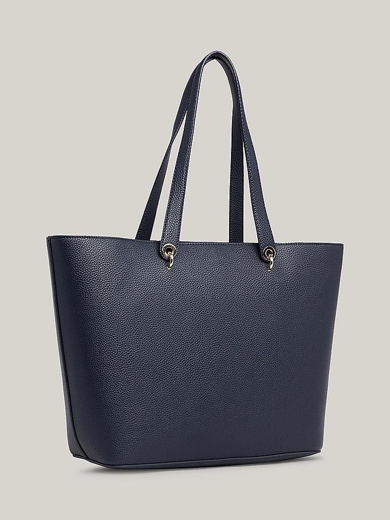 Tommy Hilfiger Tommy Hilfiger Kadın Logolu Deri Kart Bölmeli Günlük Kullanım Lacivert Omuz Çantası AW0AW15178-DW6