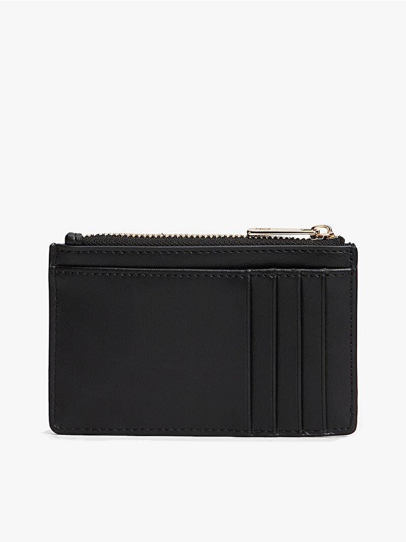 Tommy Hilfiger Tommy Hilfiger Kadın Logolu Deri Kart Bölmeli Günlük Kullanım Siyah Cüzdan AW0AW17735-BDS