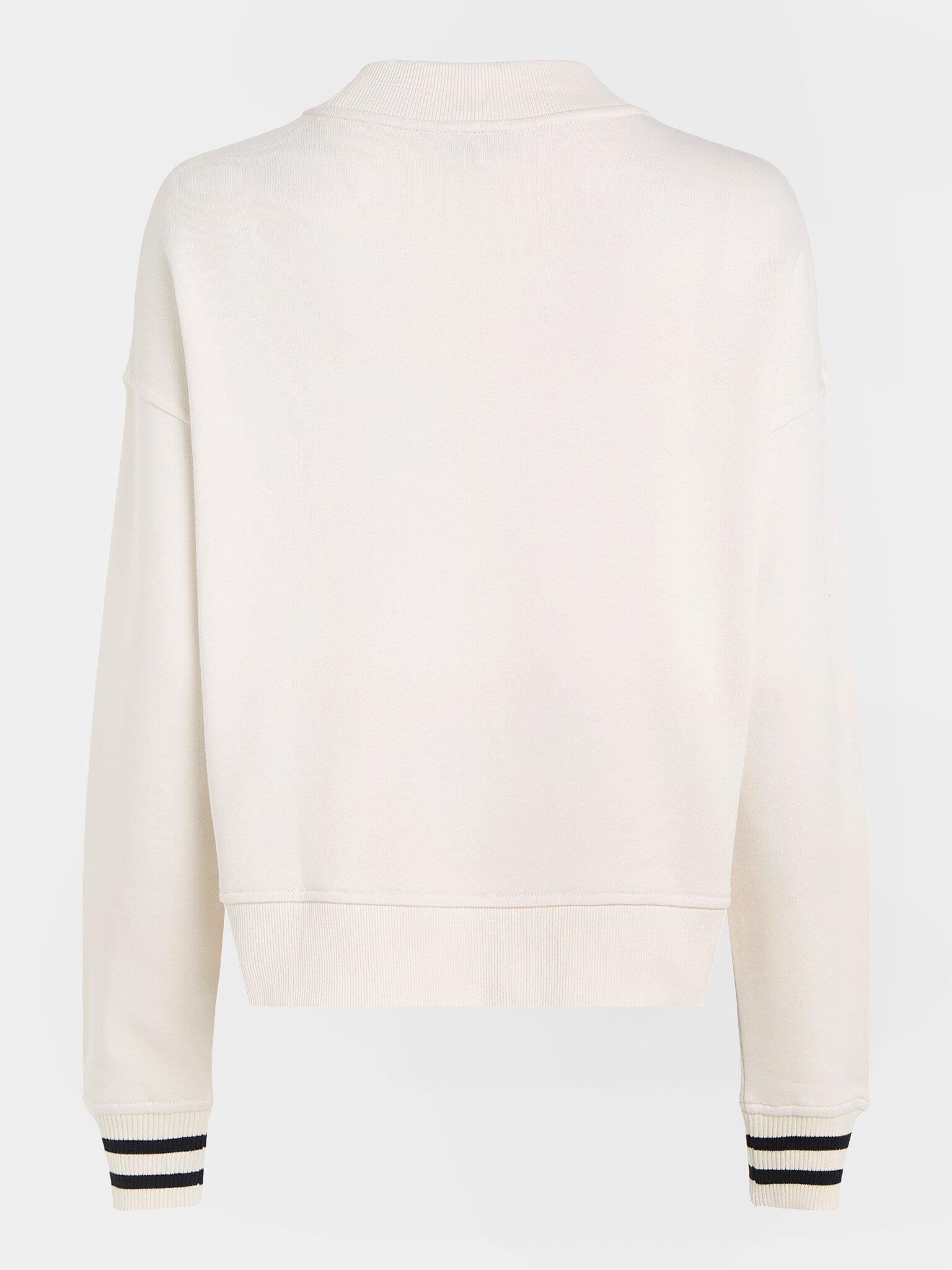 Tommy Hilfiger Tommy Hilfiger Kadın Logolu Desenli Uzun Kollu Günlük Kullanım Ekru Sweatshirt WW0WW39369-AC0