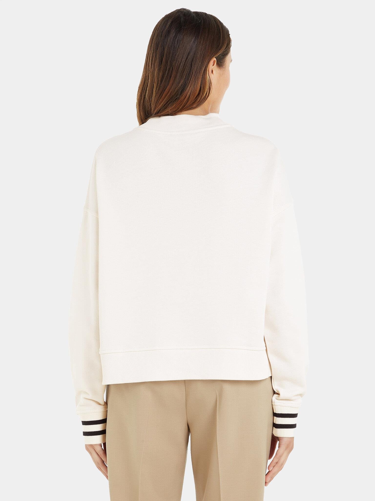 Tommy Hilfiger Tommy Hilfiger Kadın Logolu Desenli Uzun Kollu Günlük Kullanım Ekru Sweatshirt WW0WW39369-AC0