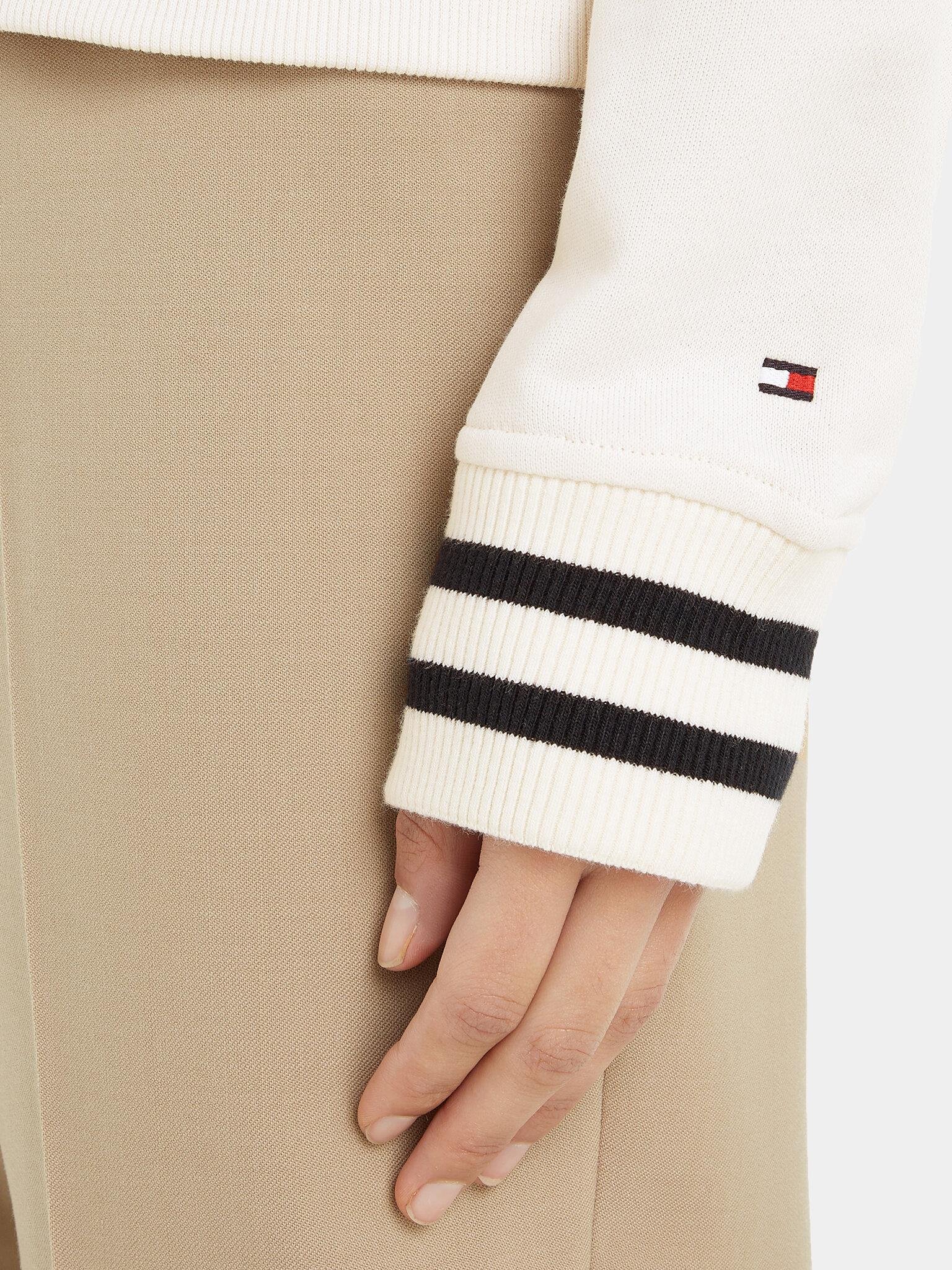 Tommy Hilfiger Tommy Hilfiger Kadın Logolu Desenli Uzun Kollu Günlük Kullanım Ekru Sweatshirt WW0WW39369-AC0