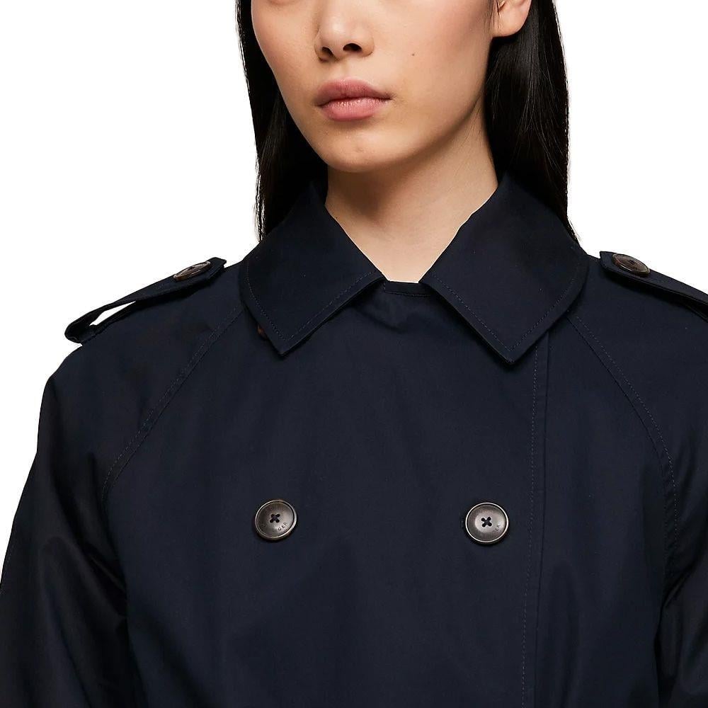 Tommy Hilfiger Tommy Hilfiger Kadın Marka Logo Detaylı Regular Fit Uzun Kollu Lacivert Trençkot WW0WW40481-DW5