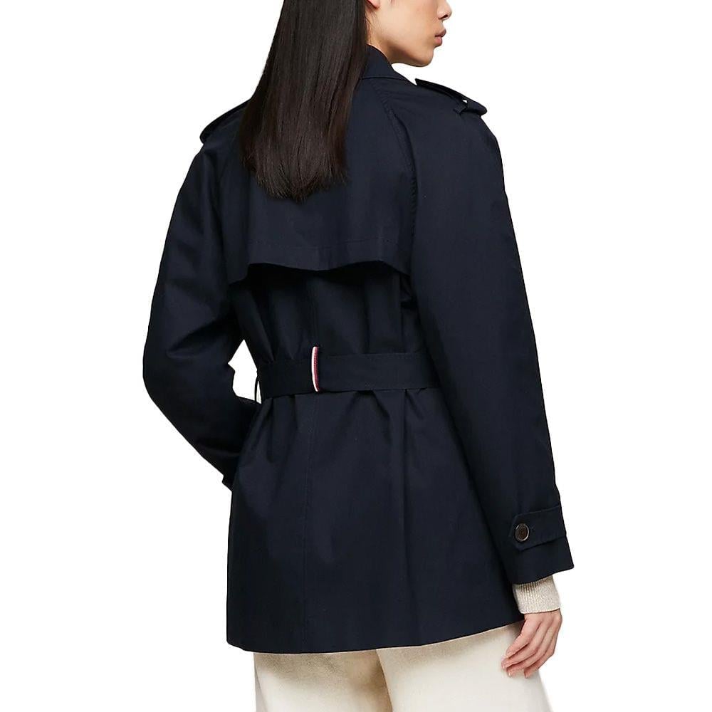 Tommy Hilfiger Tommy Hilfiger Kadın Marka Logo Detaylı Regular Fit Uzun Kollu Lacivert Trençkot WW0WW40481-DW5