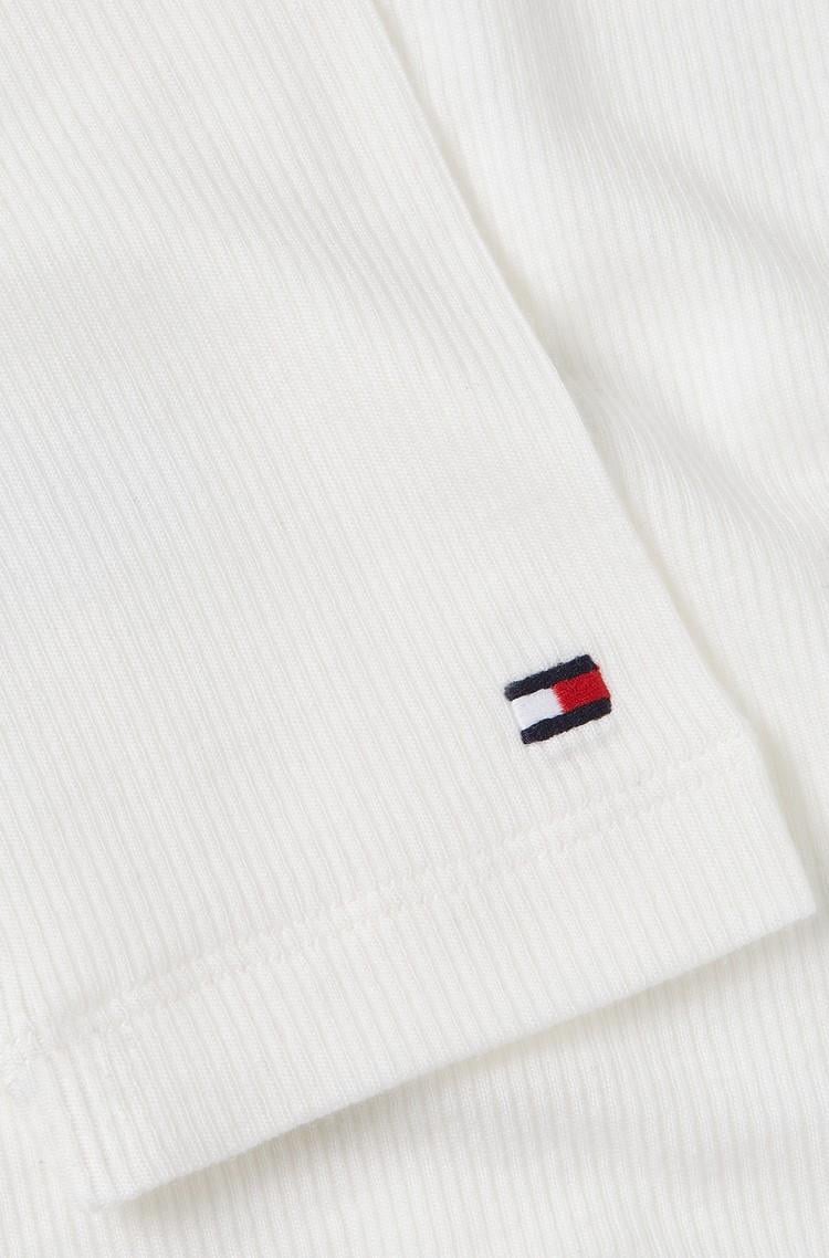 Tommy Hilfiger Tommy Hilfiger Kadın Marka Logolu Uzun Kollu Slim Fit Beyaz T-Shirt WW0WW39788-YBL