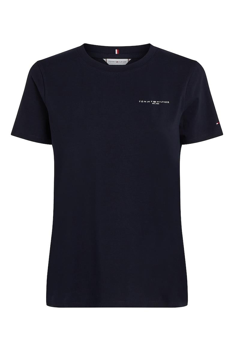 Tommy Hilfiger Tommy Hilfiger Kadın Pamuklu Yuvarlak Yaka Marka Logolu Mavi T-Shirt WW0WW37877-02G