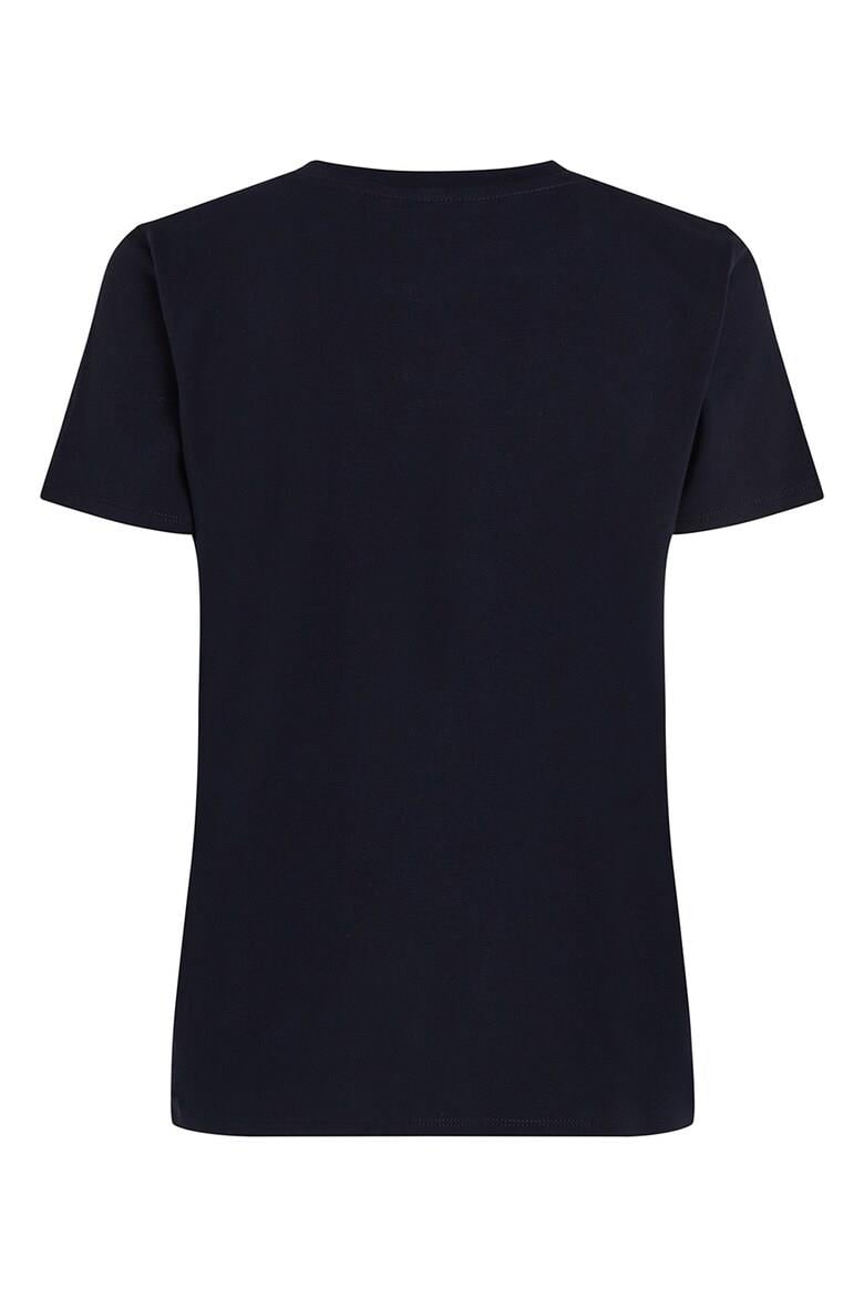 Tommy Hilfiger Tommy Hilfiger Kadın Pamuklu Yuvarlak Yaka Marka Logolu Mavi T-Shirt WW0WW37877-02G