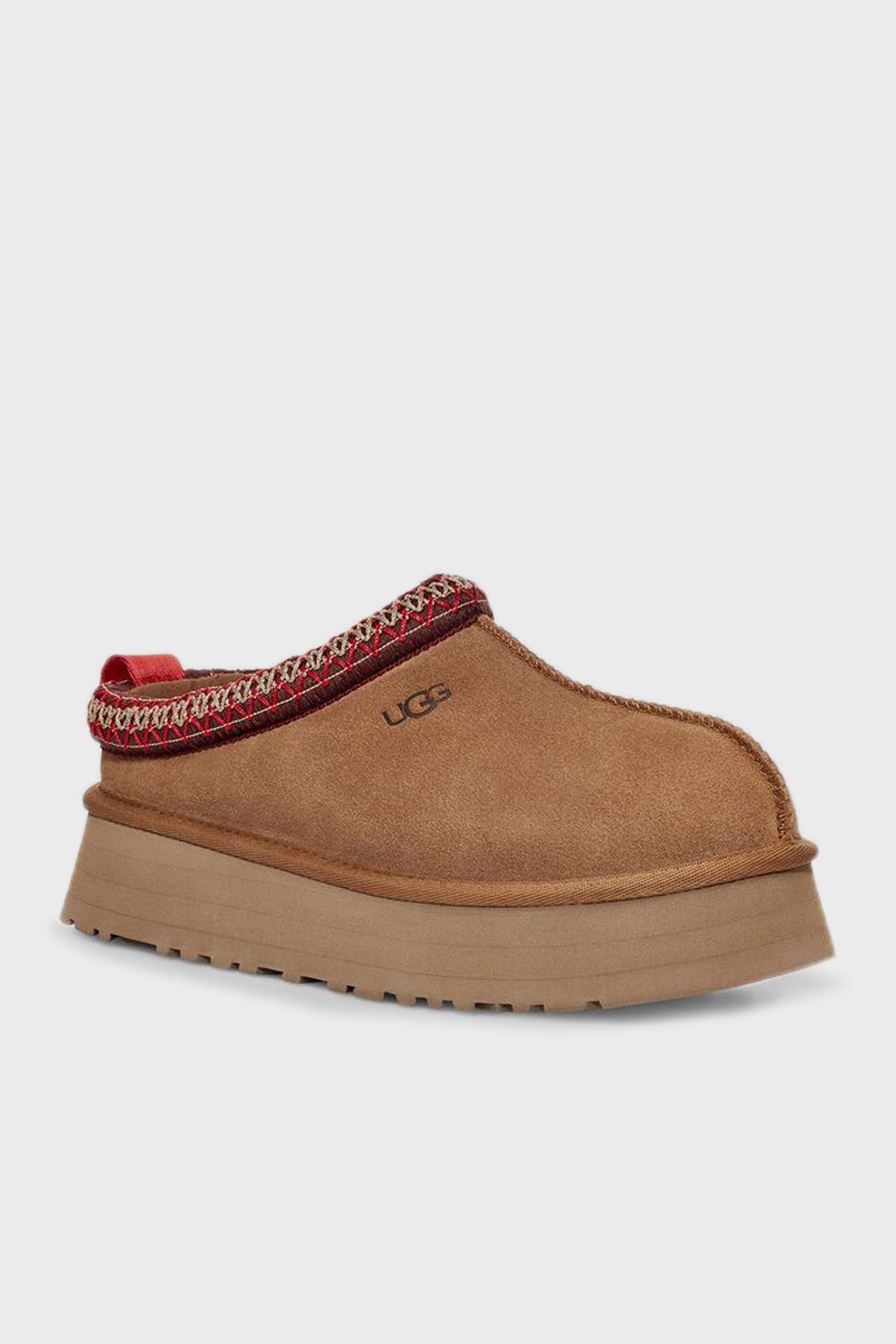 UGG UGG Kadın Deri Logolu Düz Tabanlı Günlük Kullanım Taba Bot & Bootie 1122553-TABA