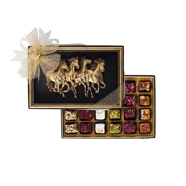 Şekerci Cafer ErolHandmade Special Turkish Delight - Framed Box Gold Horses