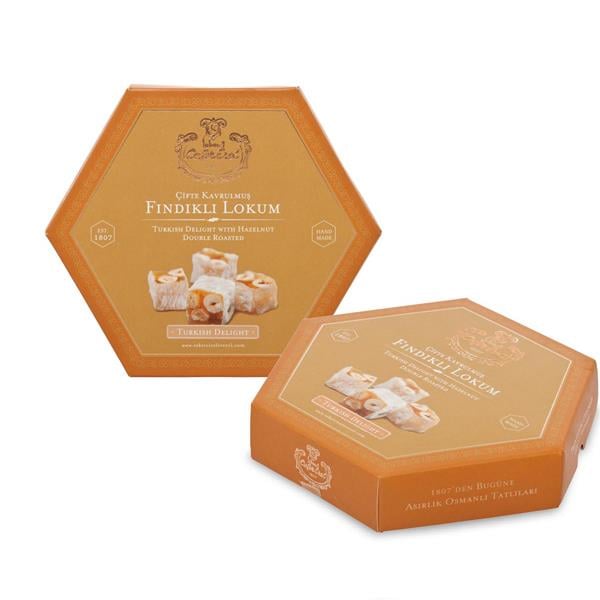 Şekerci Cafer ErolDouble Roasted Hazelnut Turkish Delight - Hexagonal Box