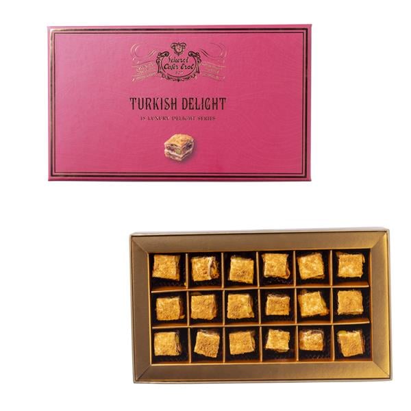 Şekerci Cafer ErolLuxury Series Square Turkish Delight with Lotus - 18 Pieces, 220 g