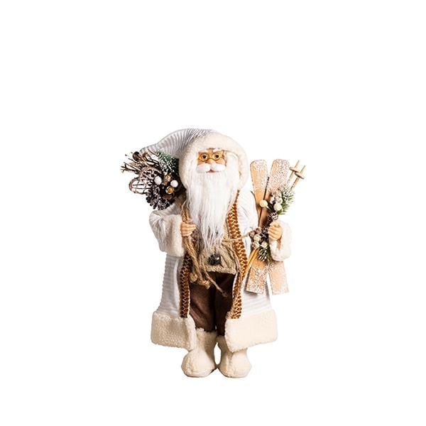 Şekerci Cafer ErolYılbaşı Aksesuarı - Elinde Kayak Pateni Tutan Beyaz Noel Baba - 40 cm 880027