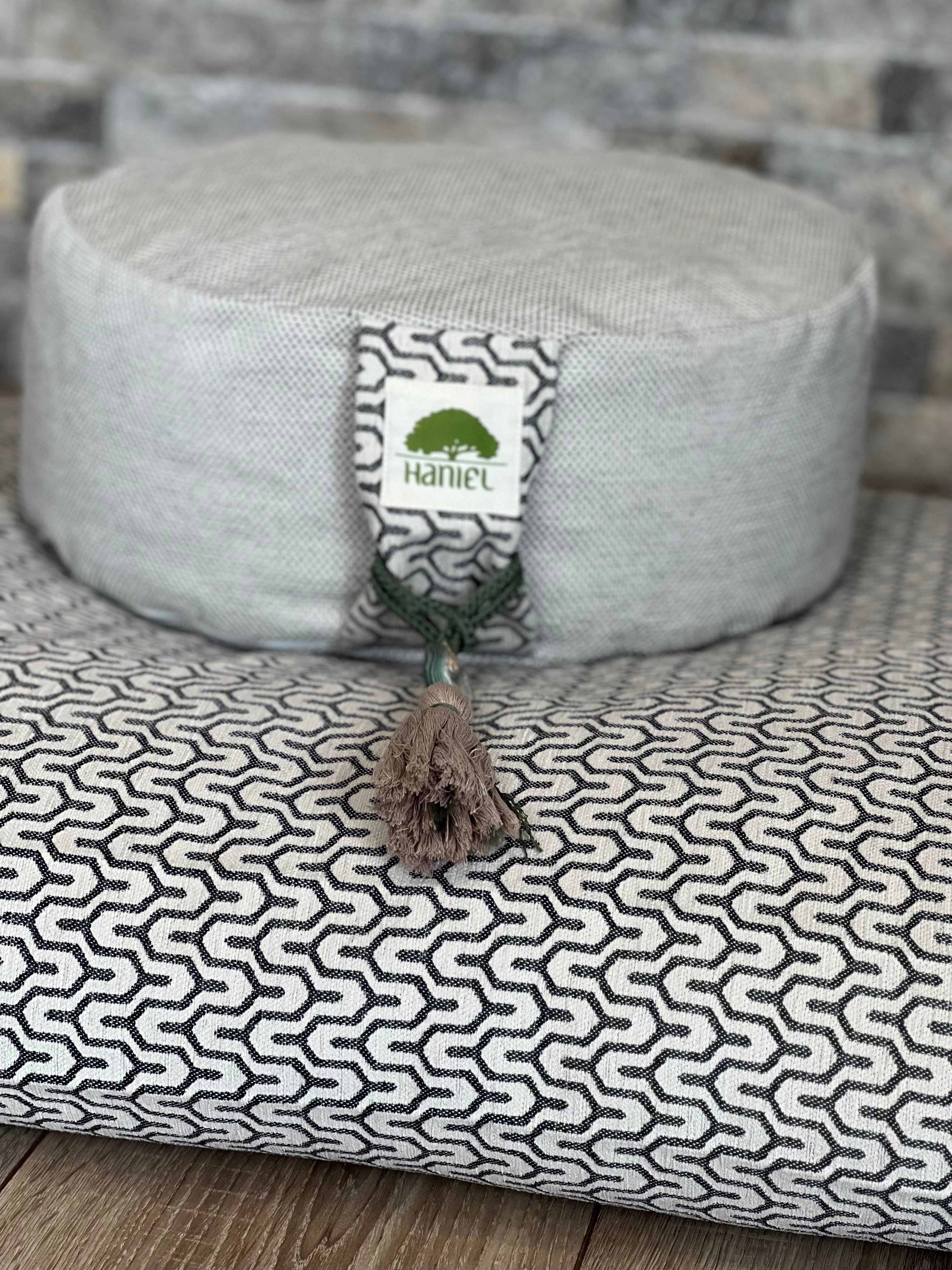 Yoga Meditasyon Yer Minder Seti, Zabuton Organik Pamuk Dolgulu, Zafu Karabuğday Kabuğu Dolgulu 