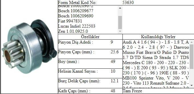 53630 MARŞ DİŞLİSİ PASSAT A4 VITO