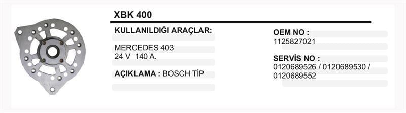 BOSCH TIP. MERCEDES 403 24V 140A BILYA KAPAGI