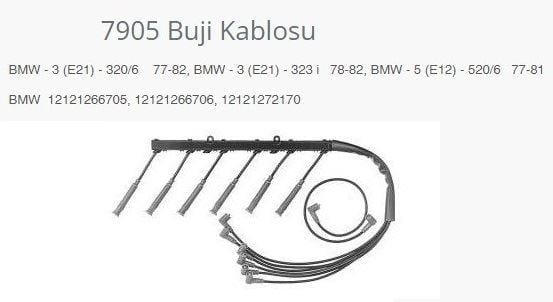 BUJİ KABLOSU BMW - 3 E21 - 320/6 77-82. BMW - 3 E2 1 - 323 İ 78-82. BMW - 5 E12 - 520/6 77-81
